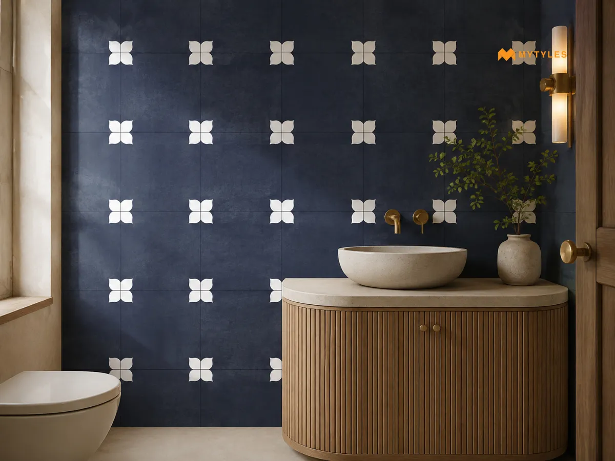 Ceramic Athangudi Wall Tile in Bathroom